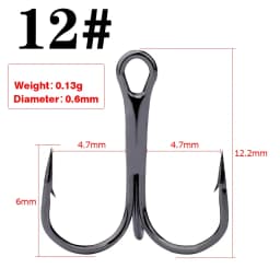 20 Pcs/Lot Overturned Treble Hook High Carbon Steel Black Fishing Hook 2/4/6/8/10/12# for Lure Triple Hooks Pesca Fishing Tackle