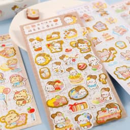 1pc/pack Animal Series Bronzing Stickers Cute Set Pink Rabbit Heart Beat Creative Hand Account Decorative Stickers Sheet