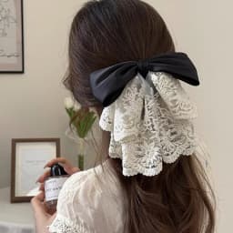 Elegant Versatile Chiffon Floral Print Bow Ponytail Clip Headwear For Women Girls Sweet Bow Ribbon Hair Clip Hair Accessories