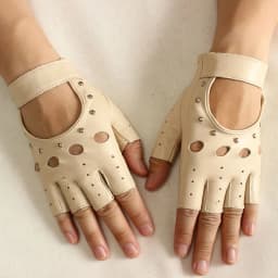 Women's Leather Half Finger Gloves Thin Single Layer Breathable for Spring Summer Outdoor Riding And Driving
