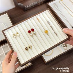 High-end Walnut Pattern Jewelry Tray Large Capacity Multi-grid Ring Necklace Stud Earrings Jewelry Storage Display Tray