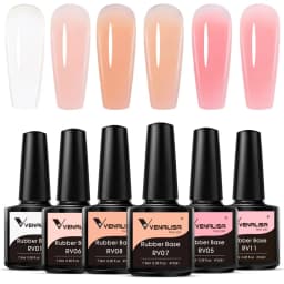 Rose Rubber Base Venalisa Nail Gel Polish 6pcs/Kit HEMA FREE Jelly Pink Color Self Leveling Gel Long Wear Nail Manicure Set