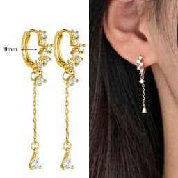 925 Sterling Silver Ear Needle Crystal Zircon Tassel Pendant Hoop Earrings Retro Small Fragrance Style High Jewelry Women Gifts