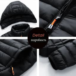 2024 New Men's Lightweight Padded Jackets Autumn Spring Warm Demi-season Hooded Zip-up Parka Black Big Size Coat Male Outerwear