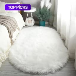 VIKAMA Light Luxury Plush Elliptical Carpet Bedside Soft Foot Mat Living Room Drifting Window Anti slip Decorative Floor Mat