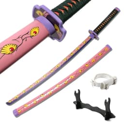 Anime Katana 104cm Giyuu Blue Role-playing Weapons Props with Sword Holder and Belt 1: 1 Replica Japanese Samurai Sword