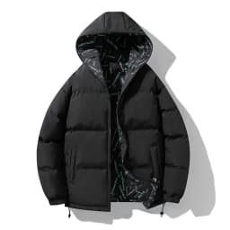 Winter Reversible Zip-Up Padded Jacket Men's Plus Size Thick Warm Outerwear