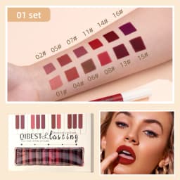 QIBEST 12 Colors Matte Liquid Lipstick Sets Lip Gloss Waterproof Long Lasting Sexy Red White Black Nude Lipgloss Makeup Sets