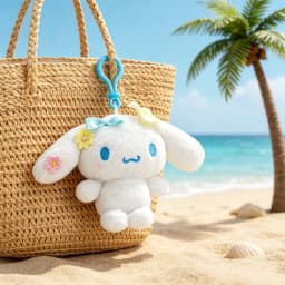 Genuine Licensed Sanrio Plush Keychain, Floral Hello Kitty & Cinnamoroll Soft Fluffy Doll Charms, Cute Bag Pendant, Perfect Gift
