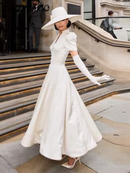 Deep V-neck Waist Cinching Big Swing Long Dress Women Sexy Puff Short Sleeve Solid Slim Evening Dresses Charming Ladies Vestidos