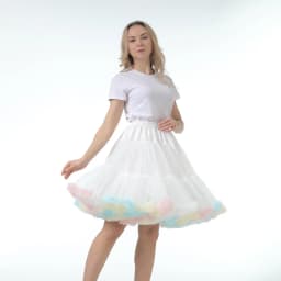 Skirt Length 55cm Women Tutu Skirt Solid Fluffy Tulle Princess Ball Gown Pettiskirt Ladys Ballet Party Performance Dress PP008