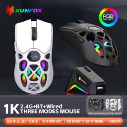 XUNFOX H16PRO Mouse, lightweight S205, Three-Mode Wireless Bluetooth Mouse for Gaming, Charging, RGB Lighting, Suitable for P