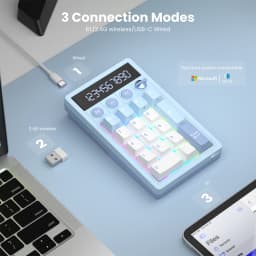 RK ROYAL KLUDGE M20 2.4G Wireless Numpad Keyboard Tri-Mode 17 Keys RGB Hot-Swappable Gasket Knob Calculator Keyboard PBT Keycap