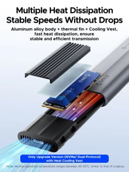 ORICO M.2 NVMe SATA SSD Enclosure Tool-Free USB External 10Gbps M.2 NVMe To USB Adapter Support UASP for PCIe NVMe and SATA SSD