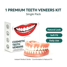 Natural‑Looking Silicone Full Dentures Upper Lower, Soft Comfortable Fit Daily Oral Care False Teeth for Men Women Daily Use
