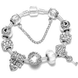2024 Trendy Silver Cokor Love Key Charm Bracelet With Murano Glass Beads Bracelets For Women Wife Jewelry Pulseras Dropshipping