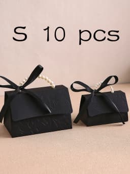 10-Pack of Stylish Embossed Gift Boxes, Available in Various Colors, with Satin Ribbon and Faux Pearl Handles, Embossed Floral Candy Boxes, Suitable for Various Occasions Mother's Day, Father's Day, Graduation Season, Wedding, Halloween, Christmas, Birthday Mini Packaging Bags