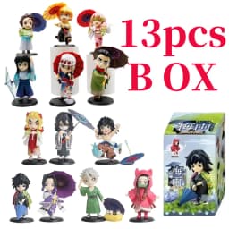  12cm New Demon Slayer Plum Rain Series 13pcs/set Blind Box Figure surprise Box Tanjiro Kamado Nezuko Action Model Toys Gifts