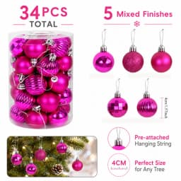 34Pcs/Box 4cm Christmas Ball Decoration Xmas Tree Pendent Ornaments for Home Decor Navidad New Year 2026 Party Gift Supplies