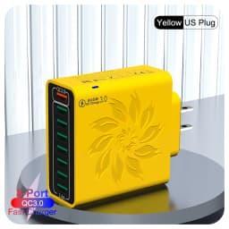 8 Ports USB Charger QC 5.0 Fast Charging EU US KR Plug 65W Fast Charger Power Adapter For iPhone 15 Xiaomi Samsung Wall Charger