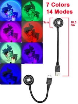 USB Sunset Lamp Sunset Projector Mood Light Living Room Bedroom Night Light Indoor Decor Bar Atmosphere Photography Background