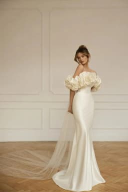 Elegant Off The Shoulder Handmade Flower Satin Mermaid Wedding Dresses Custom Made 2023 Rode De Morrie