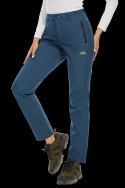 TACVASEN Women's Winter Ski Snow Softshell Fleece Lining Pants Hiking Trekking Mountain Trousers Cargo Warm Work Zipper Pockets