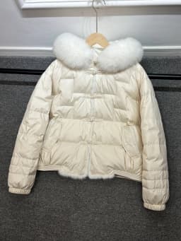 Lagabogy 2025 Winter Women White Duck Down Jacket Real Fox Mink Fur Collar Female Short Warm Puffer Coat Vintage Hooded Parkas