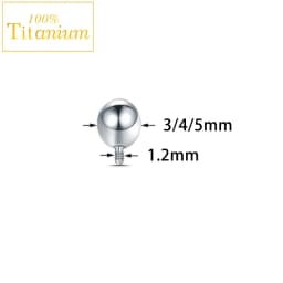 10Pc Implant Grade ASTM G23 Titanium Mirror Polish Internal Thread 2/2.5/3/4/5mm Ball Top Piercing Replacement Accessory Jewelry