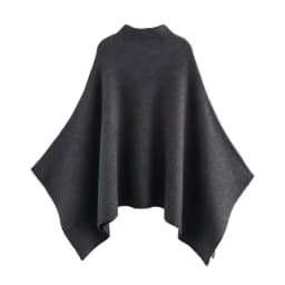 HH Women's New Fashion Versatile Solid Stand Collar Knitted Cape Coat Female Casual High Street Asymmetric 3-Colors Jacket Mujer