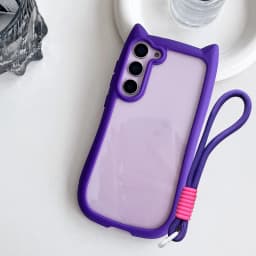 Cute Cat Ear Transparent Case For Samsung Galaxy S26 Ultra S26 S25 S24 S23 Plus S26 EDGE Soft Border Shockproof Cover S26
