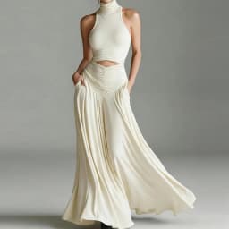 Women's Turtleneck Sleeveless Pullover Short Top with Maxi Skirts Two-Piece Set Casual Elegant Holiday Simple Outfit Streetwear