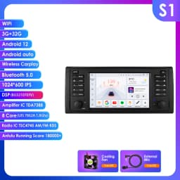 HiZPO 7inch Android13 Android Car Radio for BMW 5 Series E39 1996 M5 2000 X5 E53 Multimedia GPS Navi RDS DSP BT 4G CarPlay SWC