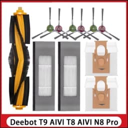 For ECOVACS Deebot T8 AIVI T9 AIVI N8 Pro AIVI N9 N10 N10 Plus Accessories Main brush, side brush, filter, dust bag,Hepa Filter