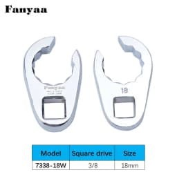 Fanyaa Hand Tool Individual 3/8 Inch Sqaure Drive Flare Nut Plum Hole Clamp Tool Wrench Head 10-19mm Replacement Part Head
