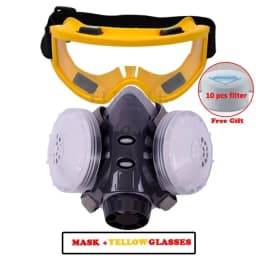 Half Face Dust Mask With Safety Goggles Dual Filters KN95 Filter Dust-proof Respirator For Carpenter Builder Polishing Work Safe