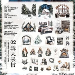 Journal GO 30pcs Warm Moments Sticker Pack PET Diorama Journal Material Winter Girl Collage Decor Themed Creative Stationery