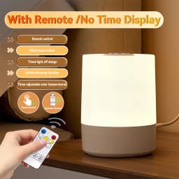 LED Touch Bedside Night Light Remote Control Stepless Dimming 3 Color Modes Timer Digital Clock Table Lamp for Home Bedroom Dorm