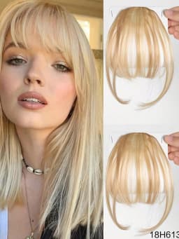 Thin Blunt Bangs Clip-On Synthetic Hair Extension Natural Looking Instant Hairstyle Quick Style Hairpiece Daily & Party