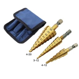 3pcs 1 / 4 " Titanium Coated Metal Hex Core Drill Bits Hss Step Drill Bit Set Cone Hole Cutter Taper Metric 4 - 12 / 20 / 32mm