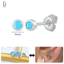 925 Sterling Silver Needle Exquisite Turquoise Silver Earrings for Women Blue Crystal Geometry Pendant Earrings Luxury Jewelry