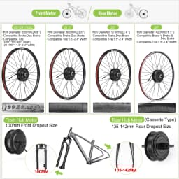 Bafang 48V 500W Front Rear Hub Motor Brushless Gear Bicycle Electric Bike Conversion Kit 20-29 Inch 700C Wheel Drive Engine