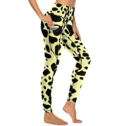 Cow Pattern Leggings Sexy Black Spots Print High Waist Yoga Pants Novelty Stretch Leggins Lady Design Running Sports Tights