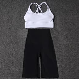 Nylon Yoga Set Gym Two Piece Sets Womens Bra Top Women Cycling Shorts Sport Fitness Sportswear 45 Colors Womens Clothing
