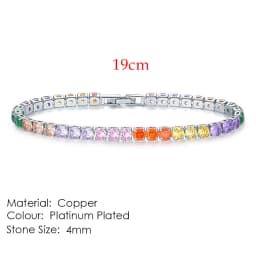 Chic 4mm Round Colorful Crystal Tennis Bracelets Silver Color Adjustable Folding Buckle Chain Bracelet on Hand Fashion Jewelry