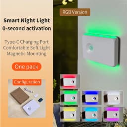 Motion Sensor Wall Lamp Magnetic Night Light Type-C Charging Warm/RGB Light Wireless Cabinet Lights for Indoor Closet Stair