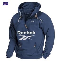 Reebok Men's Winter-Spring Warmth Hooded Sweatshirt - Daily Outdoor Multi-Pocket Zippered Comfortable Top - Solid Color Classic