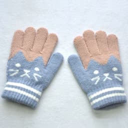 Cute 6-11Y Children Thickened Warm Gloves For Students Winter New Cat Knitted Mittens Outdoor Knitting Cycling Skiing Gloves