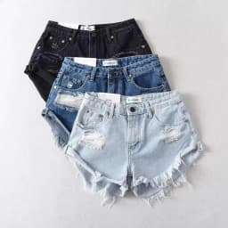 New Ripped Denim Shorts Rough Edge Design High Waist Loose Casual Jeans Hot Pants Booty Shorts