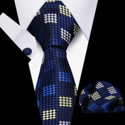 Men Business Tie Set Classic Plaid Dot Necktie Cufflinks Stripe Handkerchief For Wedding High Quality Formal Gravata Accessories